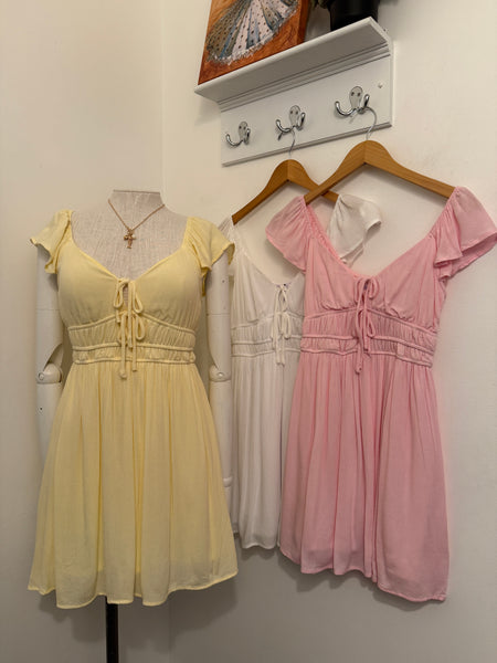 Front tie mini woven dress 6151