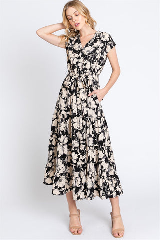 Black Cream Floral Dress