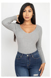 V Neck Long Sleeve Bodysuit